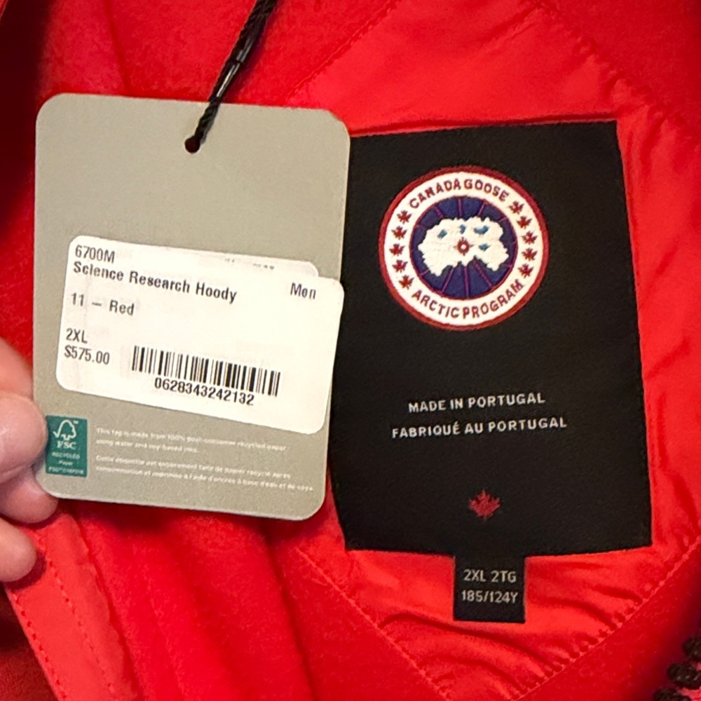 Canada Goose Science Research Hoodie Red with Chest Pocket - Picture 7 of 7